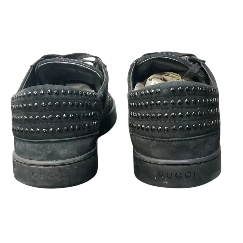 🧩 Gucci Studded Black Low-Top Sneakers — Size 9.5 — All-Black Drip‎